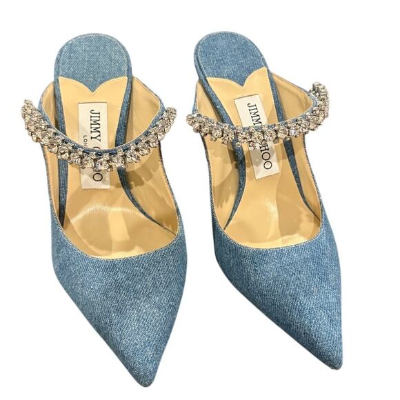 Jimmy Choo Bing Denim Embellished Pump Heels Gala Party Guest Formal Statement 5 - Picture 3 of 13